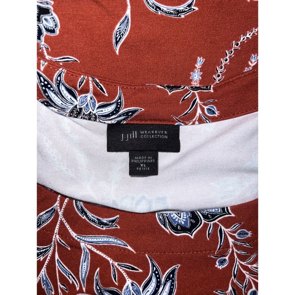 J. Jill Wearever Collection Womens Rust Blue Floral Shift Midi Dress XL Petite - Picture 7 of 9